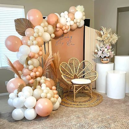 Retro Latex Balloons – 5/10/12/18 Inch White, Sand, Pink, Coffee & Sage Green Balloons for Birthday, Baby Shower & Wedding Decor