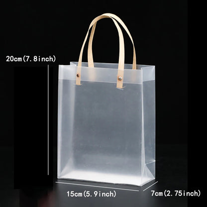 10PCS Frosted PVC Tote Gift Bags – Waterproof Transparent Reusable Gift, Candy & Party Favor Bags for Packaging & Shopping