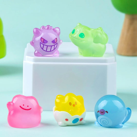 6PCS/SET Figuras de Anime de Pokémon – Pikachu, Gengar, Bulbasaur y Charmander, Adornos Luminosos de Modelos Lindos para Colección y Regalos