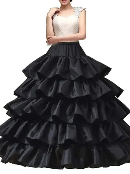 Enagua de boda de crinolina de 6 aros – Enagua larga blanca para vestido de baile, capa de soporte de falda de medio deslizamiento para vestido de novia, accesorios de boda para vestidos de princesa y vestidos formales