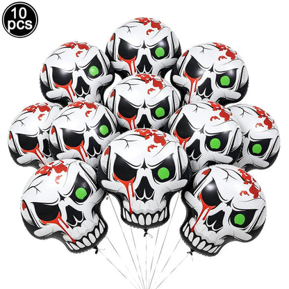 Large Halloween Standing Foil Balloons – Haunted House, Castle, Skull, Coffin & Witch Mylar Balloons for Halloween Party Decorations