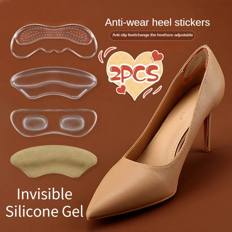 2PCS Invisible Silicone Gel Heel Pads – Adhesive Back Heel Protector Patches for Shoes, Cushioned Foot Care & Comfort Inserts