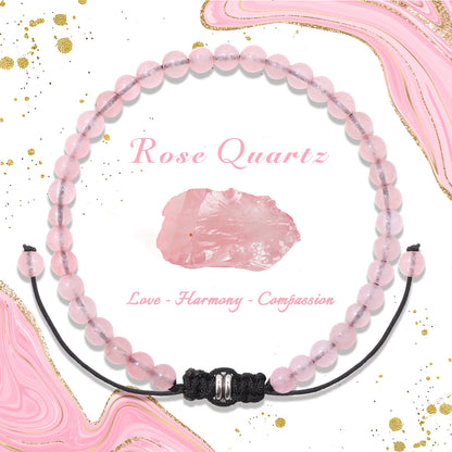Bracelet perles de tourmaline noire naturelle – Bracelet ajustable tressé en corde avec carte cadeau pour hommes et femmes
