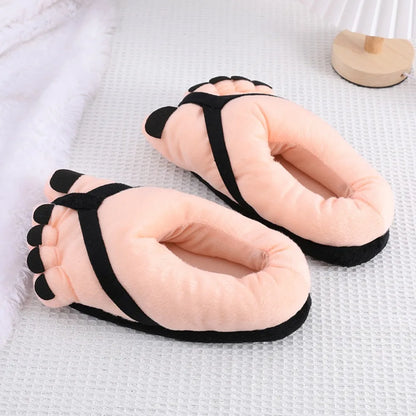 Winter Cotton Slippers for Men and Women, Funny Couple House Slides, Soft Warm Plush Indoor Slippers for Home, Cozy Oversized Feet Slippers for Cold Weather