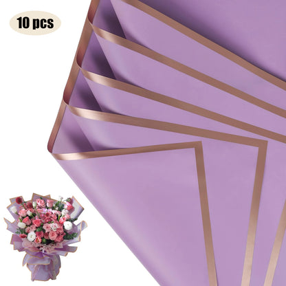 10 hojas de papel de envolver flores impermeable con bordes dorados para ramos, bodas, regalos y arreglos florales de bricolaje