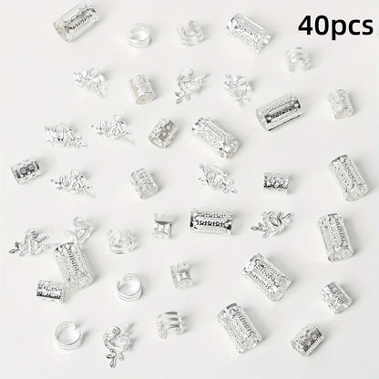 40/80PCS Anillos Huecos para el Pelo – Accesorios DIY de Joyería para Rastas para Mujeres y Niñas | Decoración para Trenzas y Peinados