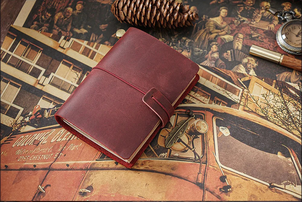 Genuine Leather Refillable Travel Journal – Handmade Retro Diary, Sketchbook & Notebook