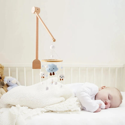 Móvil Musical para Cuna de Bebé Recién Nacido – Caja de Música con Sonajero Colgante Giratorio de Estilo Madera, Juguete Musical Relajante para Bebés de 0 a 12 Meses, Decoración para Cuna de Guardería y Regalo para Baby Shower