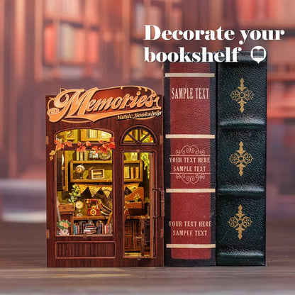 CUTEBEE Kit DIY de Rincón de Libro con Luces LED – Modelo de Estantería en Miniatura de Madera de Búho y Decoración