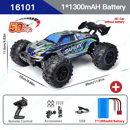 ZWN 1:16 4WD RC Monster Truck 50KM/H y 70KM/H Coche de Derrape de Alta Velocidad con Luces LED y Control Remoto 2.4GHz