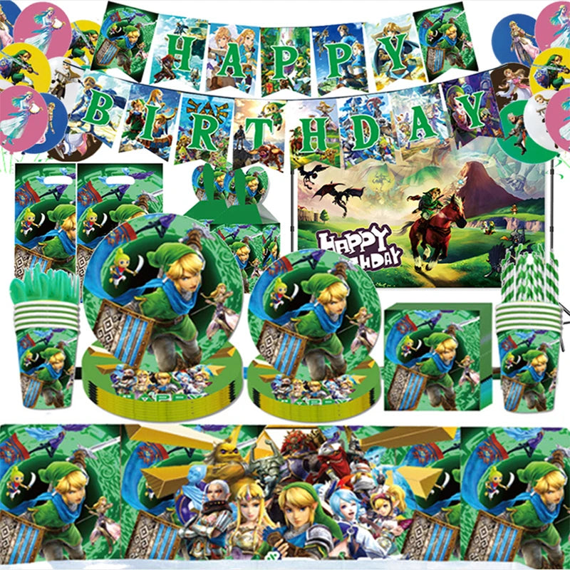 The Legend of Zelda Birthday Party Decorations Disposable Tableware Set – Cups, Plates & Napkins for Kids Birthday Party Supplies & Baby Shower Toys