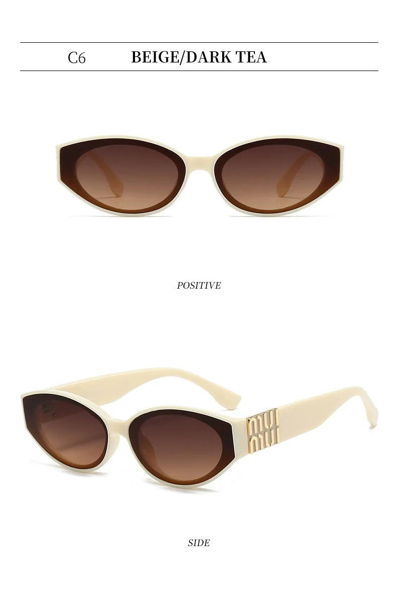 Luxury Glamour Sunglasses Men Women Oval UV400 Minimalist Fashion Brand Unisex Stylish Shades Sun Glasses