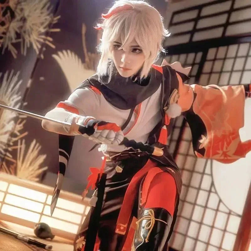 Samurai Cosplay Costume with Wig & Red Glasses – Halloween Party Outfit