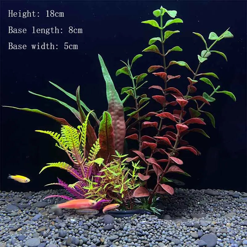 Artificial Underwater Aquarium Plants – Plastic Aquatic Fake Shrubs & Green Water Grass for Fish Tank Landscaping, Realistic Simulated Decor