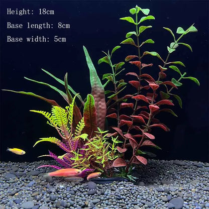 Artificial Underwater Aquarium Plants – Plastic Aquatic Fake Shrubs & Green Water Grass for Fish Tank Landscaping, Realistic Simulated Decor