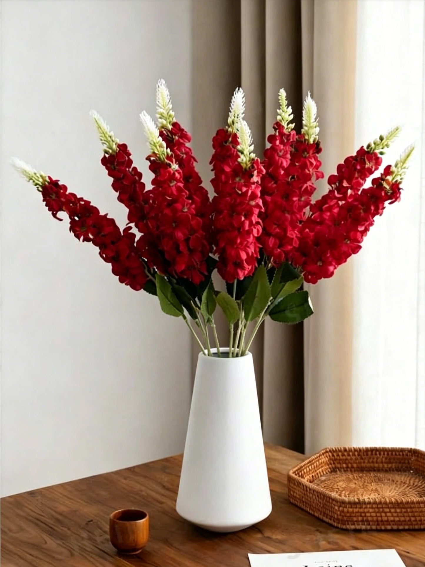 5 flores artificiales de jacinto – Tallos florales de imitación de ratán para decoración de sala de estar, celebraciones de boda, paredes de jardín, cajas de regalo y accesorios de bricolaje