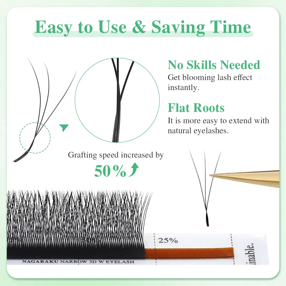 NAGARAKU V Shape Premade Eyelash Extensions – 2D/3D/4D/5D W Volume Fans for Natural Soft Fluffy Volume Lash Look