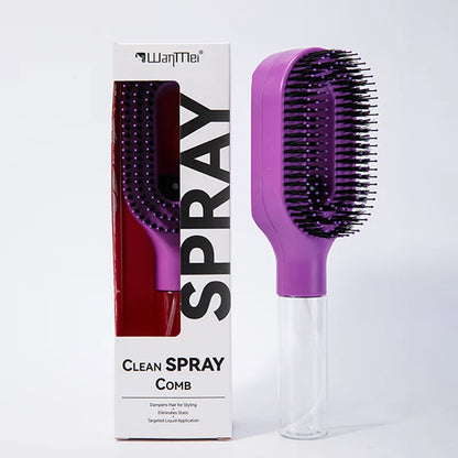 2-in-1 Detangling Spray Hair Brush with Water Mist Bottle – Anti-Static Scalp Massage Comb for All Hair Types