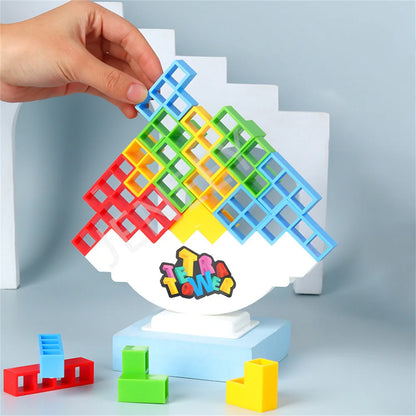 Juego de equilibrio y apilamiento Tetra Tower – Divertido juego de mesa de construcción de puzles para niños y adultos, desafío de apilamiento estratégico, actividad para noche de juegos en familia y regalo interactivo en equipo