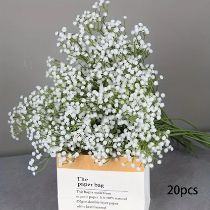90 unidades de flores artificiales de paniculata de tacto real – Ramo de gypsophila sintética resistente a la oxidación con tallos | Decoración para el hogar, la oficina y bodas