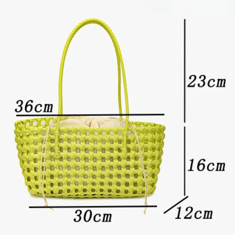 Bolso Cesta de Paja Tejido a Mano para Mujer – Bolso de Hombro de Ratán, Bolso de Playa de Verano para Mujer, Cartera de Viaje de Diseño para Compras, Vacaciones y Salidas Casuales