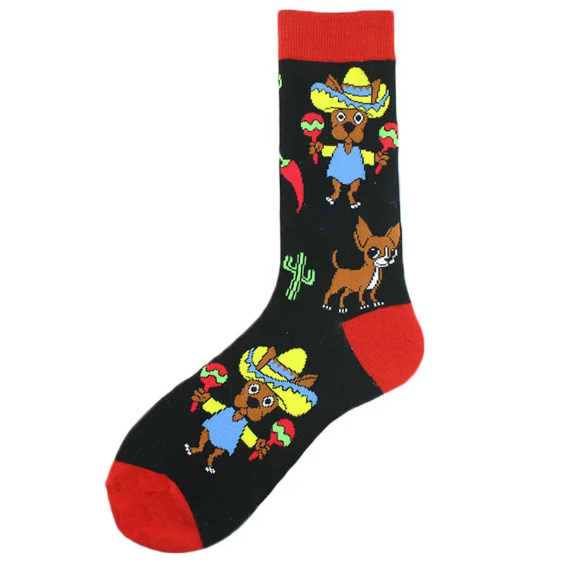 Funny Cotton Novelty Crew Socks – Alien, Planet, Shark, Dinosaur, Skateboard & Math Designs for Men & Women