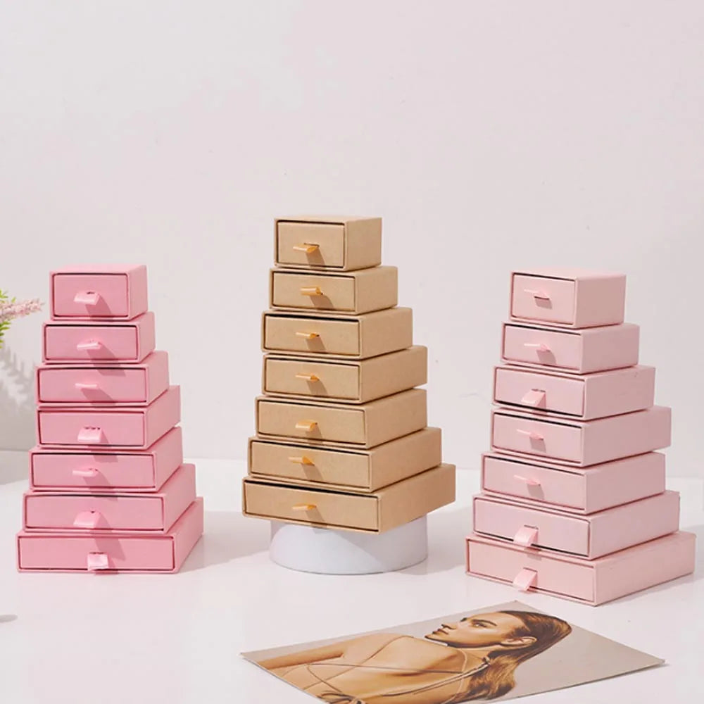10 Cajas de regalo de joyería de papel para anillos, pendientes, collares, pulseras y empaques de recuerdos de boda