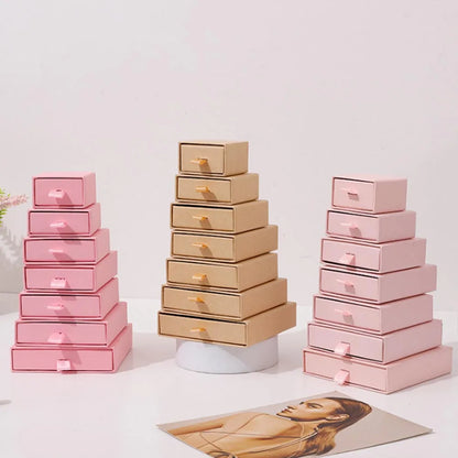 10 Cajas de regalo de joyería de papel para anillos, pendientes, collares, pulseras y empaques de recuerdos de boda