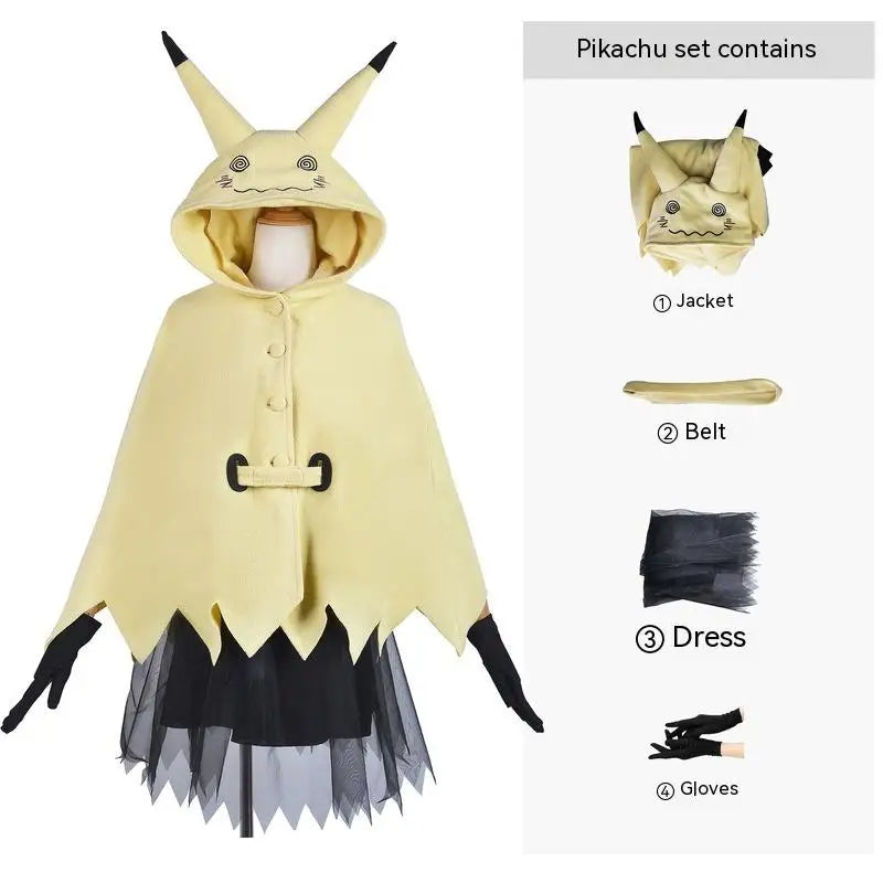 Mimikyu Anime Cosplay Costume – Women’s Dress-Up Outfit for Halloween, Comic-Con & Carnival (Complete Coser Prop Set, Adult Size)