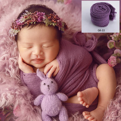 Envoltura profesional de fotografía para recién nacidos – Manta de muselina elástica de algodón suave para sesiones de fotos de bebés y accesorios de estudio
