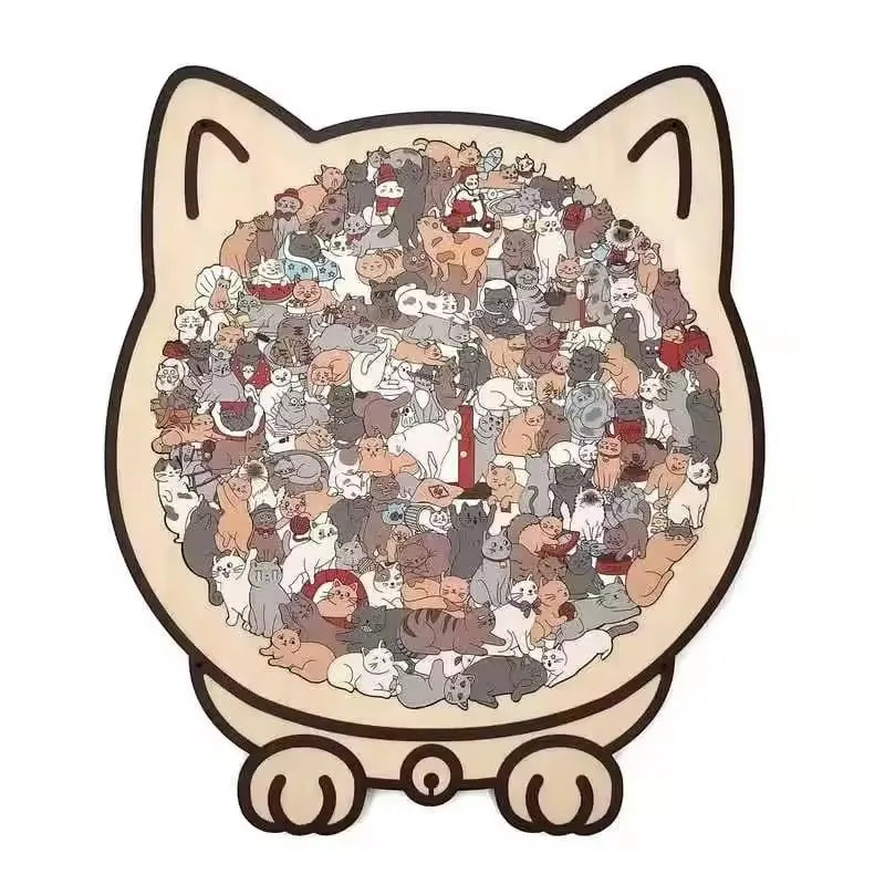 Puzzle en bois Montessori animaux – Jouet empilable chat, jeu de casse-tête éducatif pour enfants, jouet d'apprentissage créatif en bois, travaux manuels de peinture et décoration de chambre