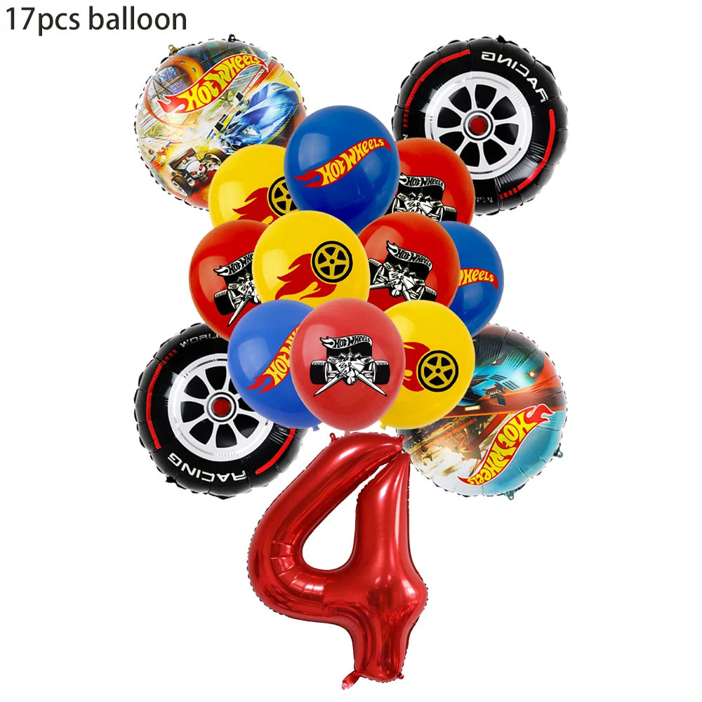 Happy Wheels Racing Party Tableware Set – Racing-Themed Paper Cups, Plates & Banner Decorations with Party Favors for Boys' Birthdays