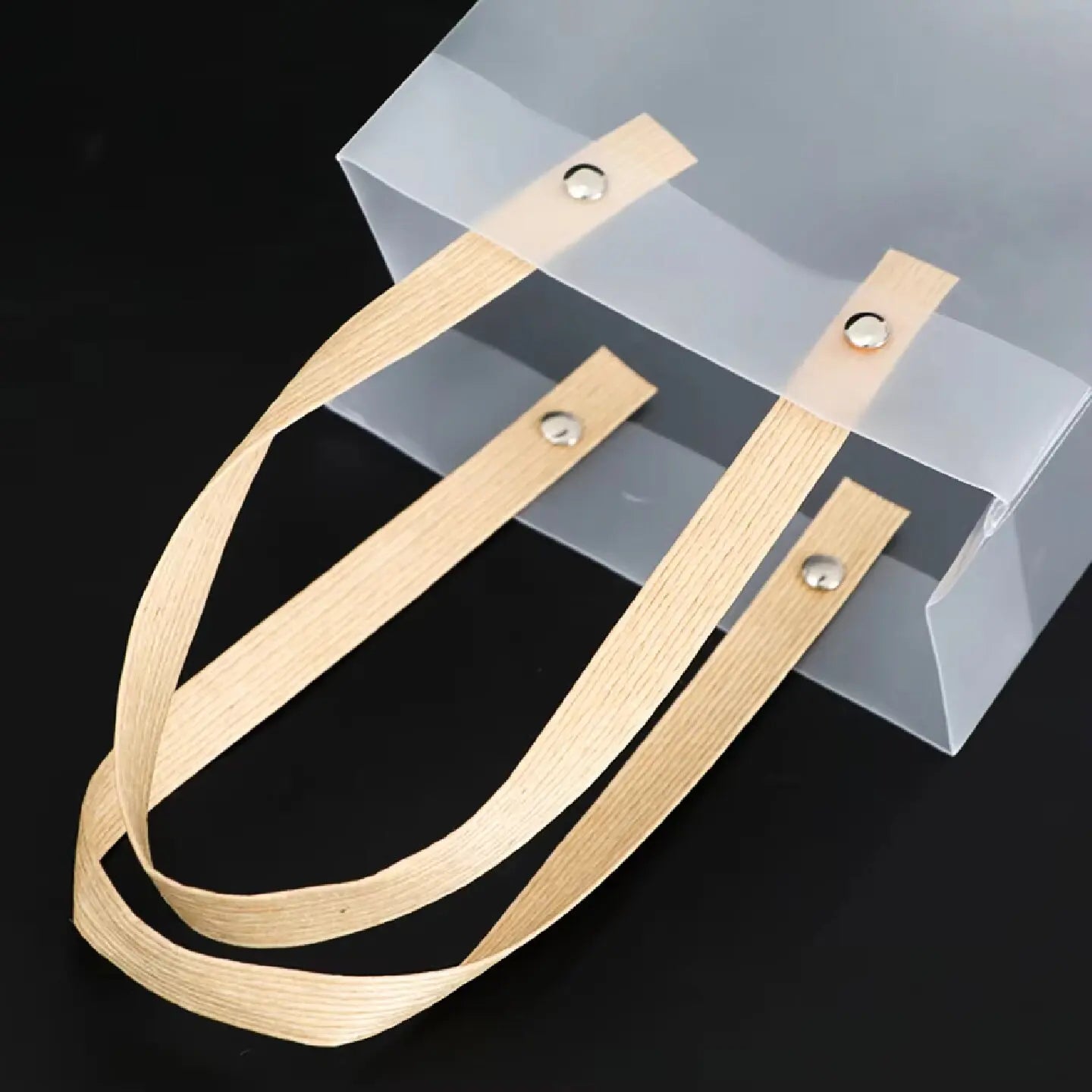 10PCS Frosted Transparent Plastic Gift Bags with Handles for Retail, Gifts, Shopping & Packaging