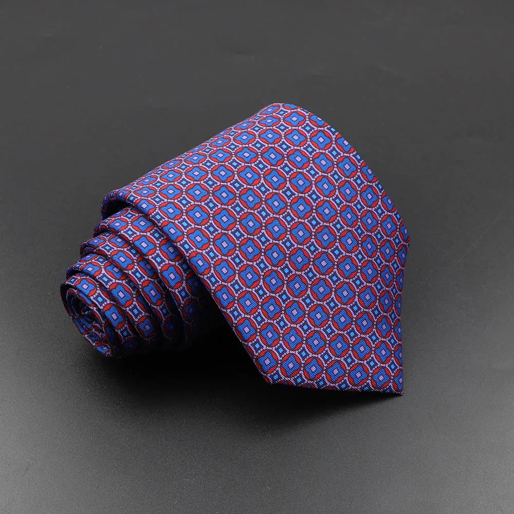 Men's 7.5cm Soft Silk Necktie – Floral & Dot Pattern Tie for Weddings, Business, Parties & Formal Wear