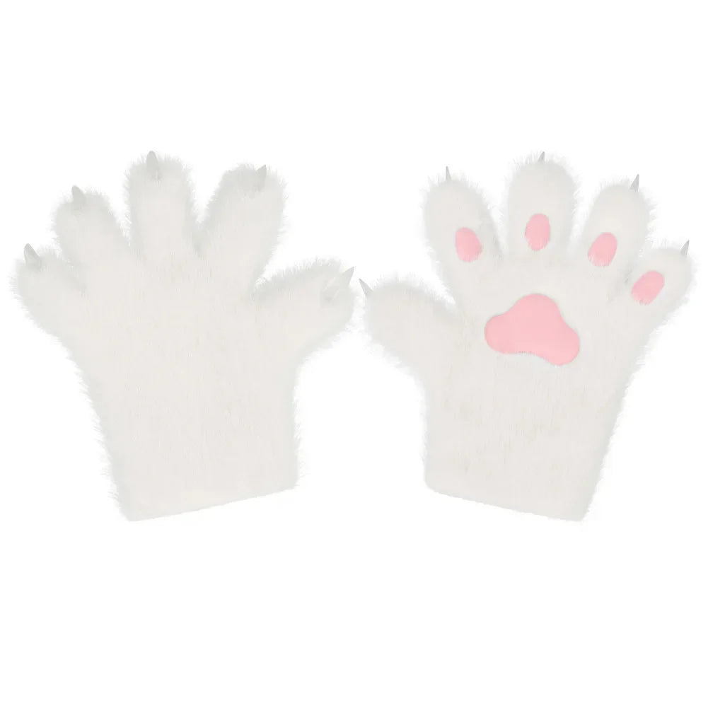 Furry Animal Paw Gloves for Teens & Adults – Plush Cat Paw Mittens for Anime Cosplay, Halloween, Lolita Fashion & Costume Accessories