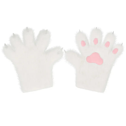 Furry Animal Paw Gloves for Teens & Adults – Plush Cat Paw Mittens for Anime Cosplay, Halloween, Lolita Fashion & Costume Accessories
