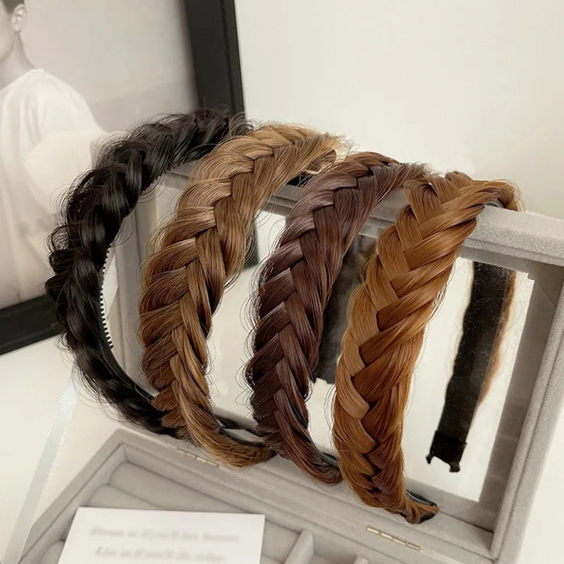 Diadema Bohemio Trenzado Sintético para Mujer Banda de Pelo Elástica para Fiestas y Cosplay