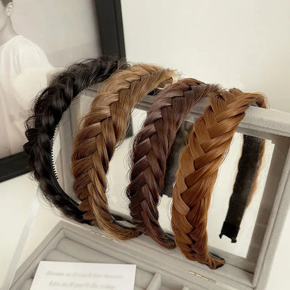 Diadema Bohemio Trenzado Sintético para Mujer Banda de Pelo Elástica para Fiestas y Cosplay