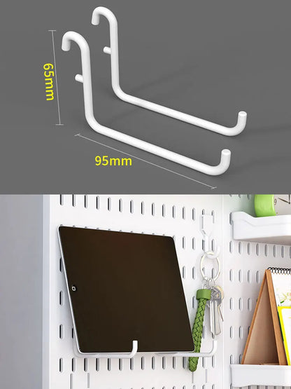 Organizador de pared de tablero perforado sin taladros – Panel de almacenamiento modular con estantes y accesorios para cocina, baño y sala de juegos