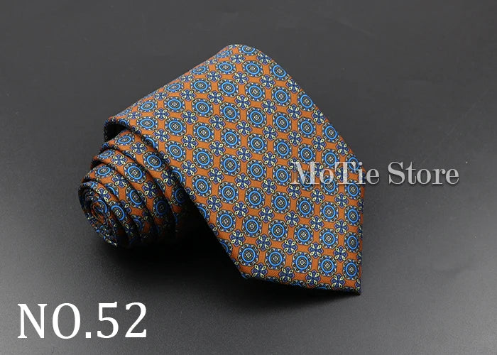 Men's 7.5cm Soft Silk Necktie – Floral & Dot Pattern Tie for Weddings, Business, Parties & Formal Wear