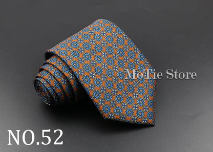 Men's 7.5cm Soft Silk Necktie – Floral & Dot Pattern Tie for Weddings, Business, Parties & Formal Wear