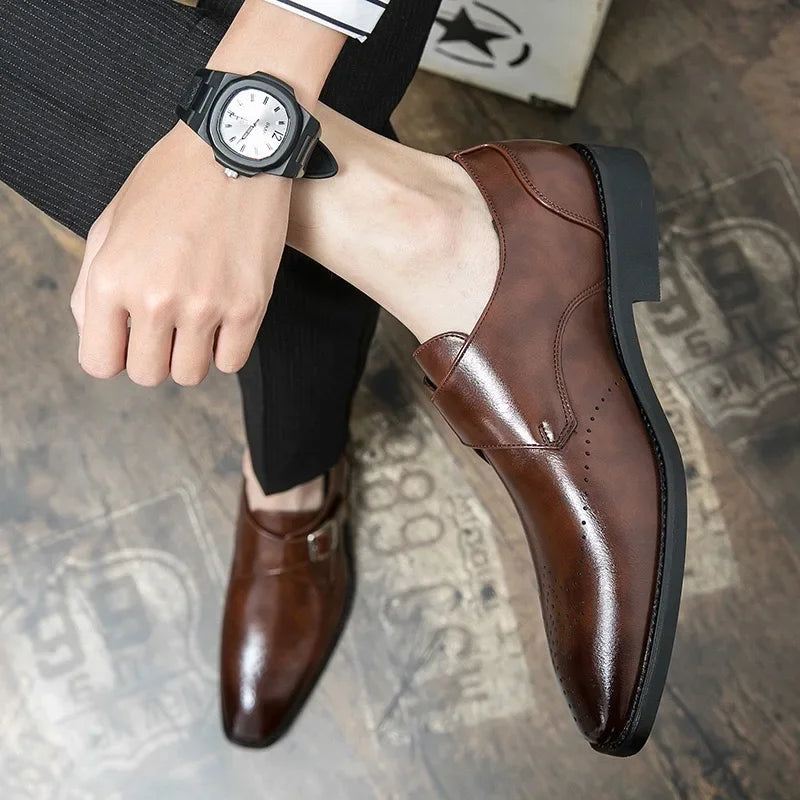 Mocasines de cuero para hombre Zapatos de vestir de negocios de lujo Zapatos sin cordones para oficina y bodas