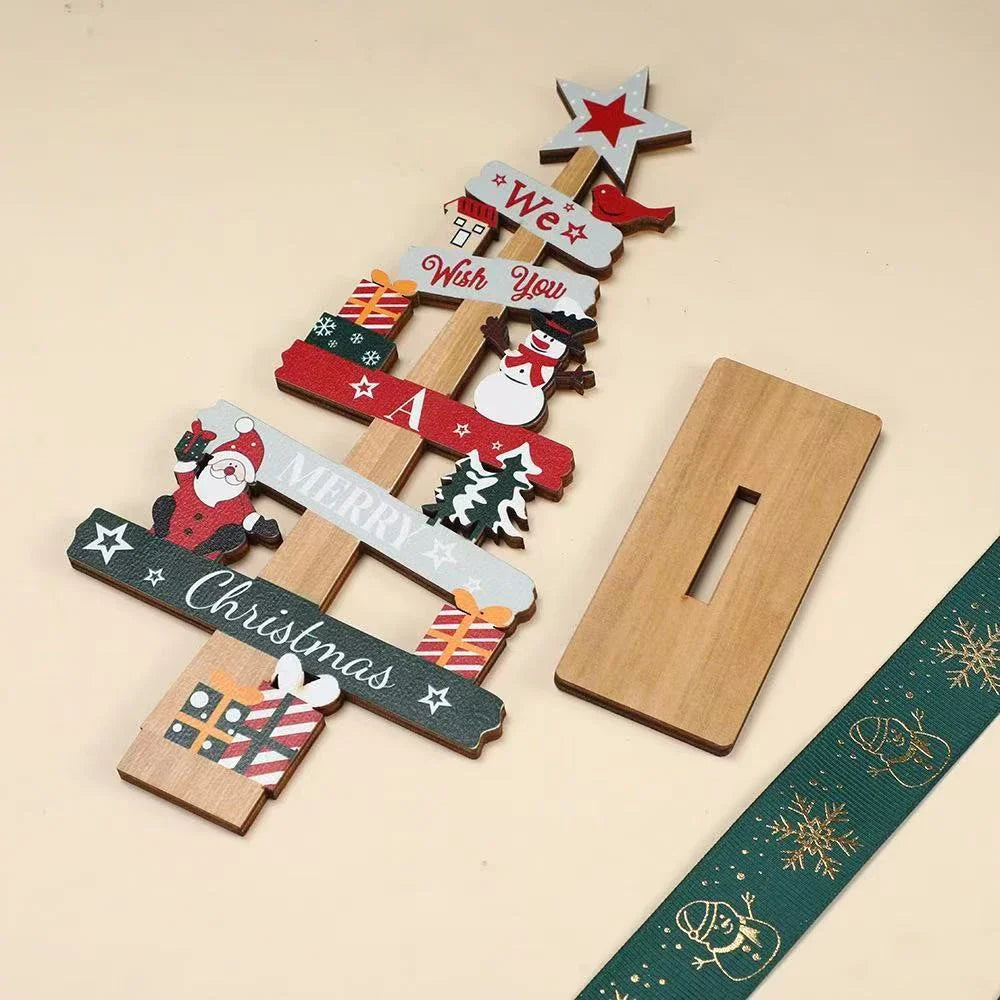 Runto Wooden Christmas Tree Ornament – Santa Claus & Snowman Merry Christmas Decoration for Home, New Year & Desktop Decor