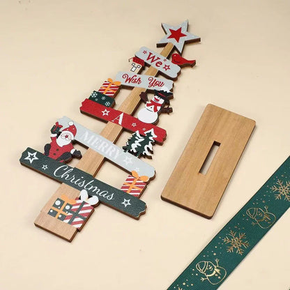 Runto Wooden Christmas Tree Ornament – Santa Claus & Snowman Merry Christmas Decoration for Home, New Year & Desktop Decor