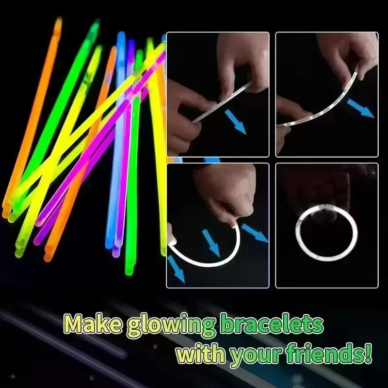 Barras luminosas fluorescentes – Pulseras luminosas multicolores flexibles de 50/100 unidades, barras de luz brillantes para eventos, celebraciones, cumpleaños, bodas y artículos para fiestas nocturnas