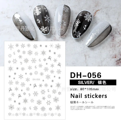 3D Christmas Nail Art Stickers – Snowflake & Winter Tree Nail Decals for Nail Tips Decoration