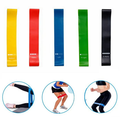 Lot de 5 bandes de résistance pour yoga – Bandes élastiques de Pilates pour musculation, étirements, entraînement musculaire et exercices de fitness à domicile