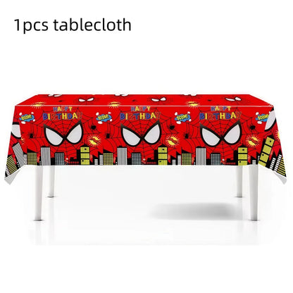 Spider Hero Birthday Party Supplies Set – Kids' Party Tableware Kit with Plates, Cups, Tablecloth, Backdrop, Balloons & Decorations