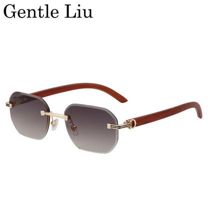 Vintage Square Rimless Sunglasses for Men – Frameless Punk Eyewear with UV400 Lenses, Trendy 2026 Fashion Glasses