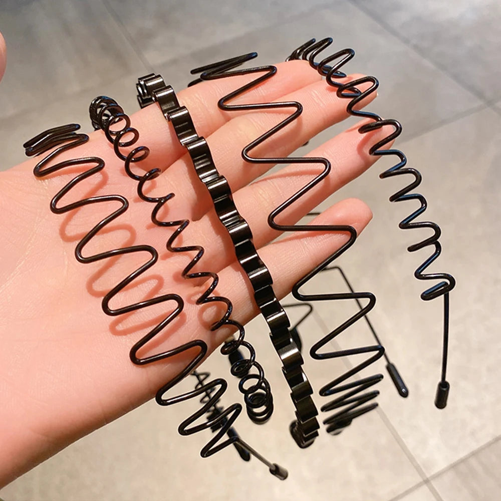 Juego de 5 diademas metálicas onduladas para hombres y mujeres – Bandas de pelo antideslizantes para deportes y uso diario